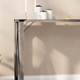 Taylor & Logan Willard Gray Wash Wood Two Tier Modern Farmhouse Console Table with Black Metal Corner Accents and Cross Bracing Taylor & Logan