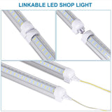 TOPTRONED (10-Pack) 8ft LED Shop Light Fixture,V Shape 100W 18500LM 5000K (Daylight White),8 Foot, 96'' T8 Integrated LED Tube, Linkable Led Bulbs for Garage, Warehouse, Plug and Play, Clear Lens TOPTRONED