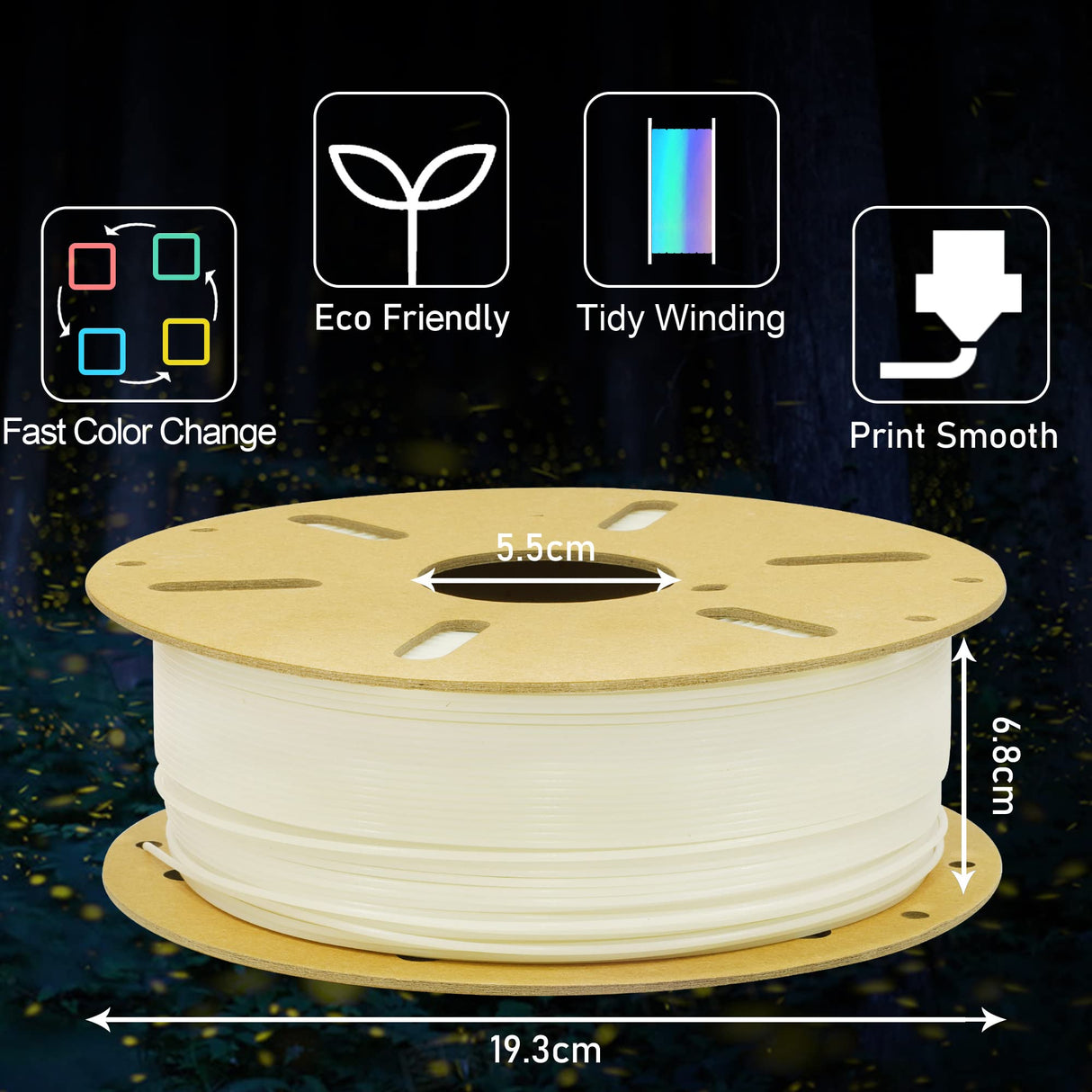 1.75mm Glowing in Dark Fast Color Change Rainbow Multi Colored PLA Filament, Each 5-10m Fast Color Random Gradually Changed 3D Printer Material, 1KG 2.2lbs PLA with Extra 3D Printing Tool by MIKA3D MIKA3D