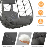 Egg Chair Indoor Outdoor, Foldable Hanging Egg Chair with Stand, Patio Swing Egg Chairs, UV Resistant Removable &Washable Thicken Padded Cushions, 350LBS Capacity for Bedroom, Balcony, Dark Gray HiDSLiving
