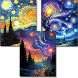 OFRKE Diamond Painting Kits for Adults,3 Pack Abstract Landscape Diamond Art for Beginners, Diamond Round 5D Full Drill Paint with Diamonds Pictures Gem Art Painting Kits DIY Crafts Kits 12x16inch OFRKE
