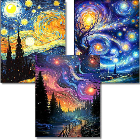 OFRKE Diamond Painting Kits for Adults,3 Pack Abstract Landscape Diamond Art for Beginners, Diamond Round 5D Full Drill Paint with Diamonds Pictures Gem Art Painting Kits DIY Crafts Kits 12x16inch OFRKE