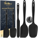 Walfos Silicone Spatula Set of 5 - (600°F) High Heat Resistant Kitchen Scraper Spatulas, One-Pieces Seamless Design, Perfect for Cooking Mixing & Baking - BPA Free and Dishwasher Safe,black Walfos