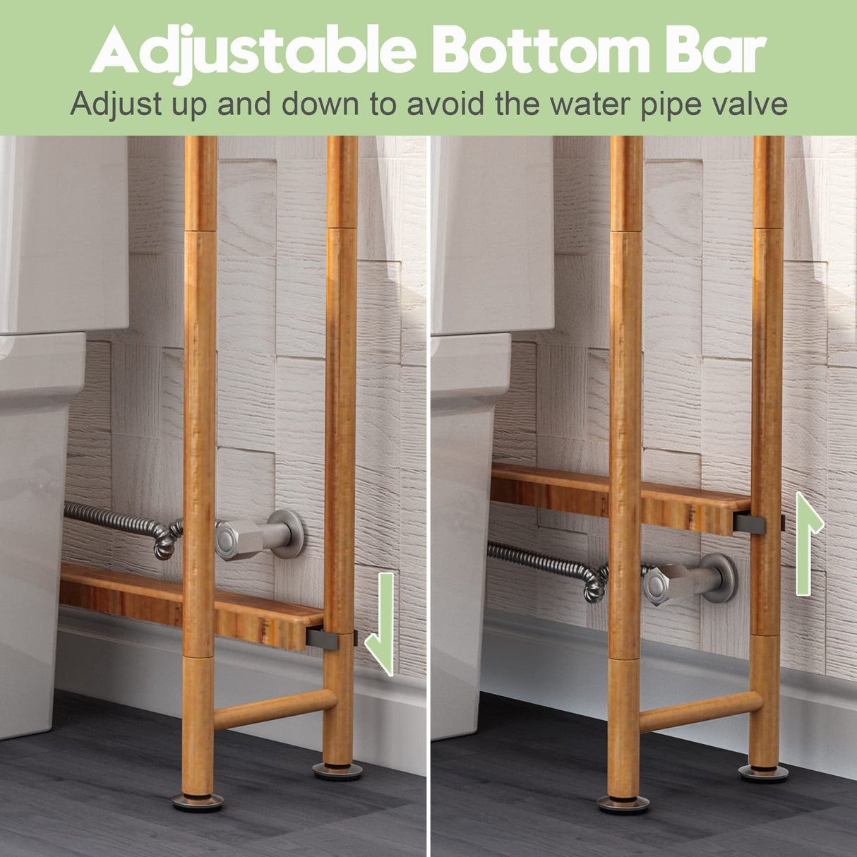 AmazerBath Over The Toilet Storage Shelf Bamboo, 3-Tier Over Toilet Organizer Rack, Freestanding Above Toilet Shelf for Bathroom, Laundry, Space Saver, Natural Color AmazerBath