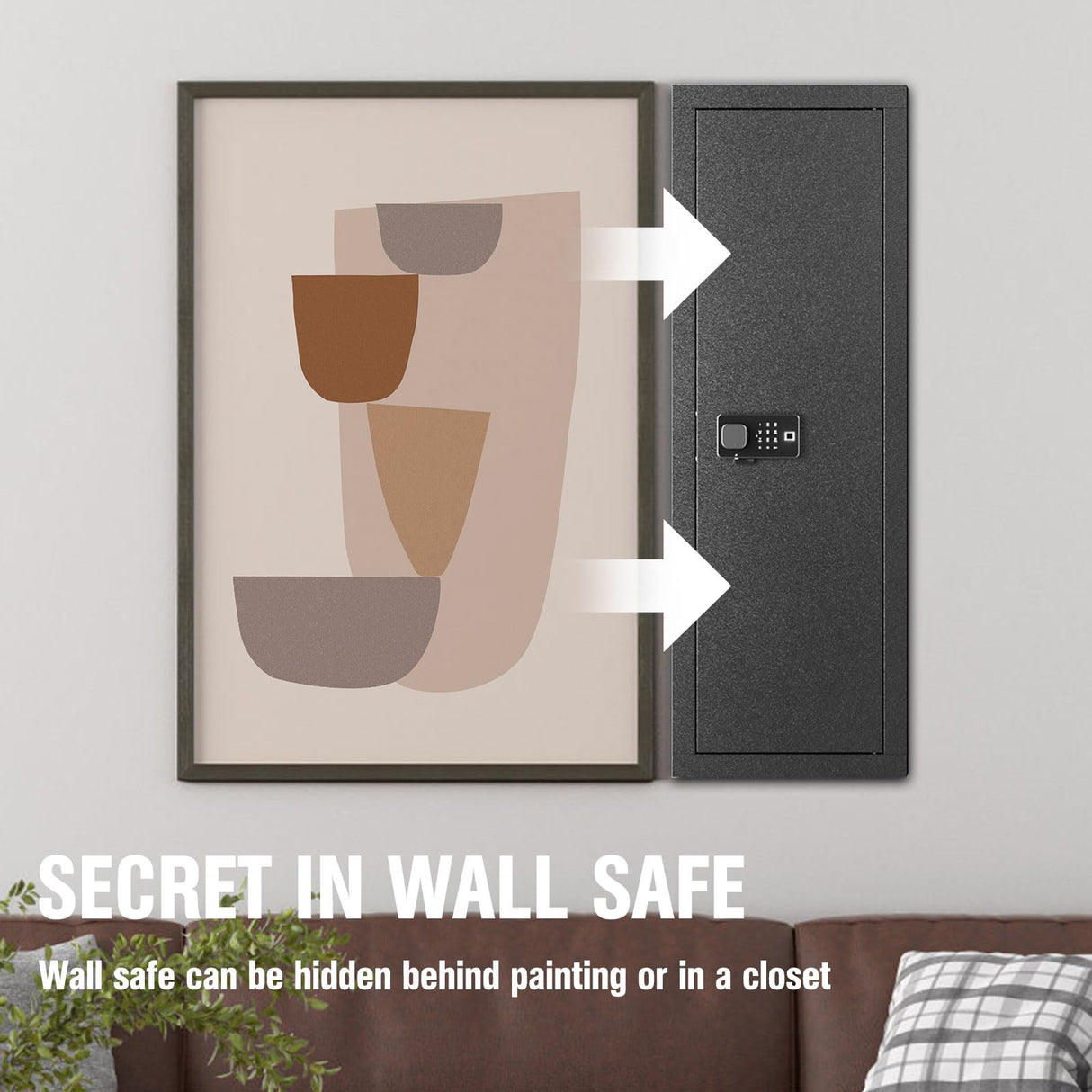 Bonusall 53" Wall Gun Safes Between Stud with Fingerprint Lock,Assembled Shotgun Safe with 3 Removable Shelf,4 Wall Gun Cabinets for Rifles and Pistols with Adjustable Racks (Black) Bonusall