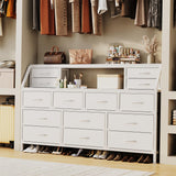 DrawXynth White Dresser for Bedroom, 55" TV Stand with 14 Drawers, Long Dresser & Chests of Drawers with Shelves & Sturdy Metal Frame & Wood Top DrawXynth