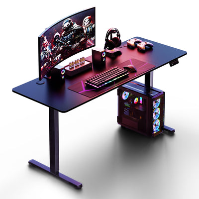 Shintenchi Standing Desk, 63x24 Inch Height Adjustable Electric Sit Stand up Desk, Ergonomic Rising Computer Table, Modern Lift Gaming Desk Workstation for Home Office, White