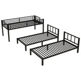 Bellemave Triple Bunk Bed for Kids, Detachable Metal Twin Over Twin Over Twin Bunk Bed with Guardrails, Built-in Ladder, Shelf, Converts to 3 Separate Twin Beds, Easy Assembly, Black Bellemave