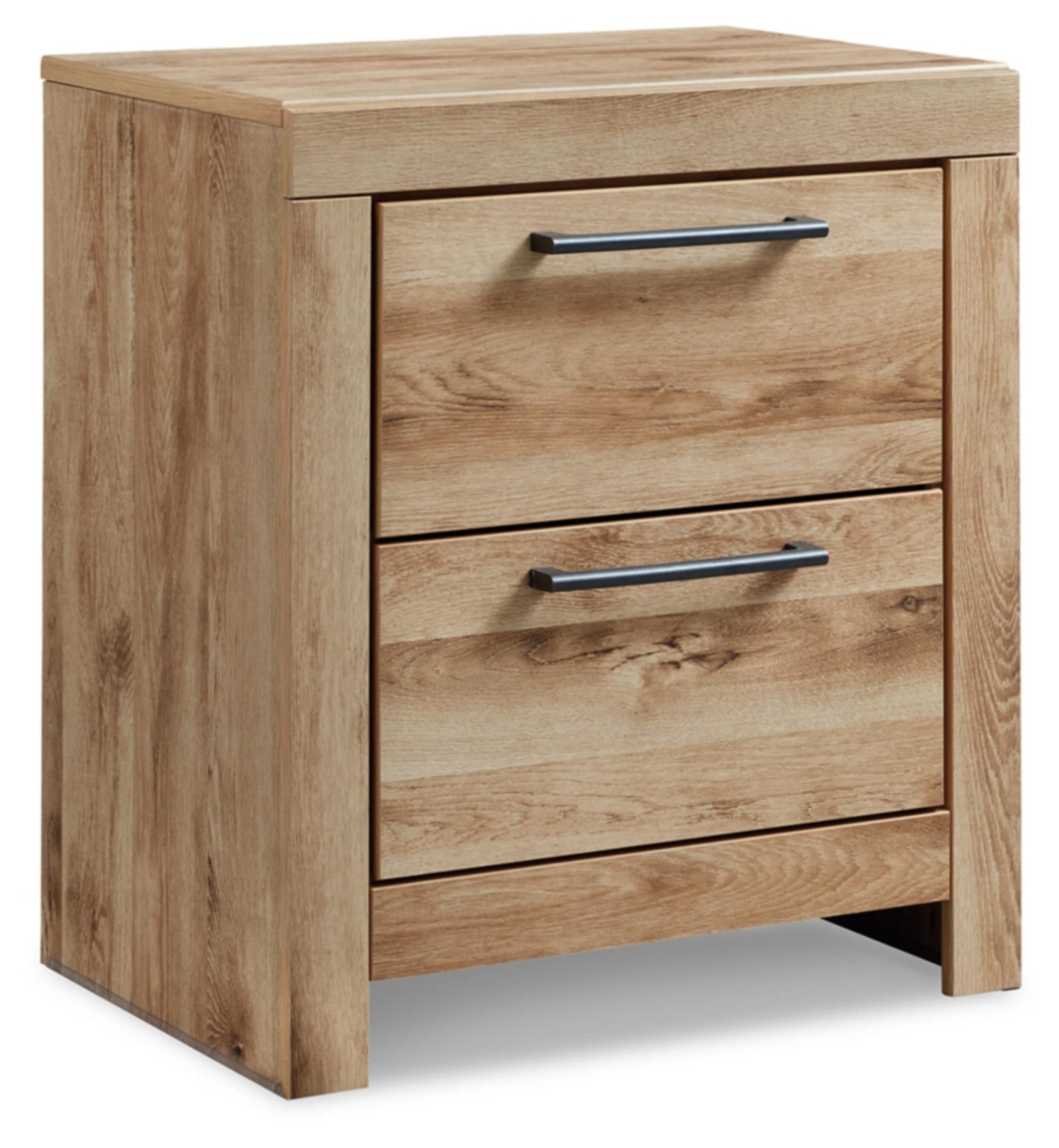 Signature Design by Ashley Hyanna Rustic 2 Drawer Nightstand with 2 USB Charging Ports, Light Brown - WoodArtSupply