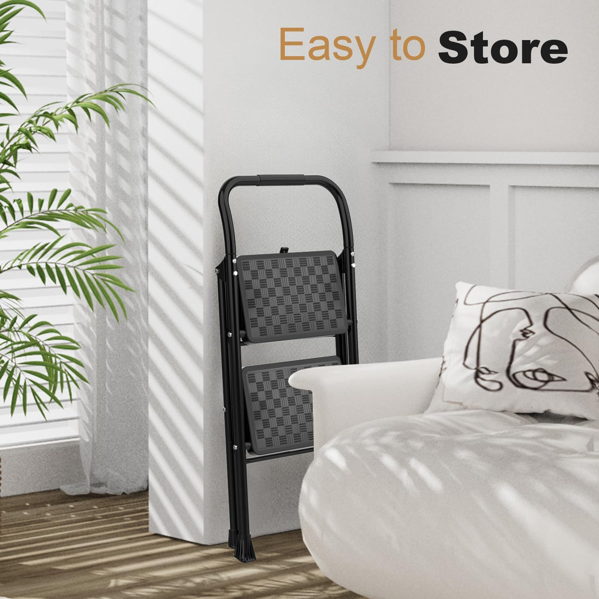HBTower 2 Step Ladder, Step Stool for Adults,2 Step Ladder Folding Step Stool with Wide Pedal Ergonomic Design HBTower