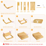 Wooden 2 Step Stool for Toddlers, Elderly Step Stool 6 Inches Height Bedside Kids Wooden Step Stool Stair Assist for High Bed, Bathroom, Garden Nature Solid Large Wood Stool, Indoor Outdoor 500 LBS ONKO