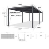 PURPLE LEAF Louvered Pergola 11' x 27' Enormous Outdoor Aluminum Pergola Modern Outdoor Pergola with Adjustable Roof for Deck Garden Yard Hardtop Gazebo PURPLE LEAF