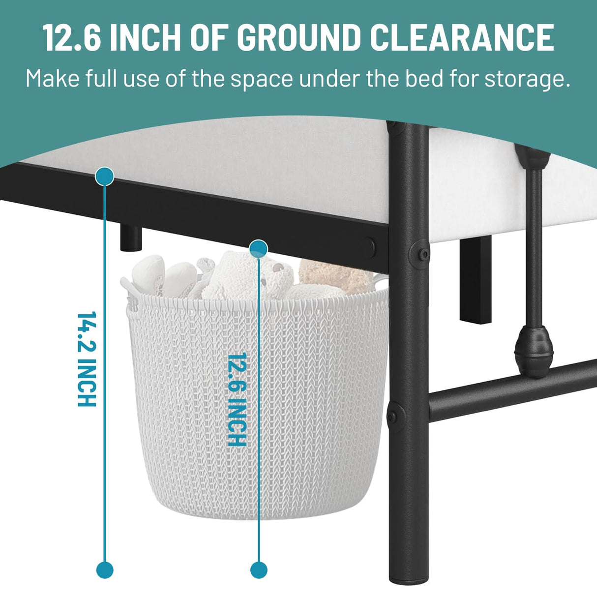 CLIBFENG Queen Bed Frame-Classic Metal Platform Bed Frame Mattress Foundation with Victorian Style Iron-Art Headboard/Footboard/Under Bed Storage/No Box Spring Needed/Black CLIBFENG