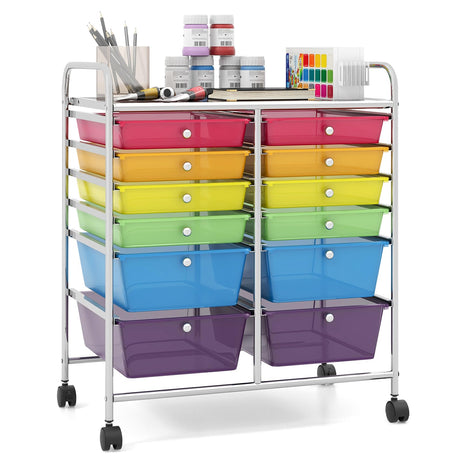 Giantex 12 Drawer Rolling Storage Cart Tools Scrapbook Paper Office School Organizer (Multi-Color) Giantex