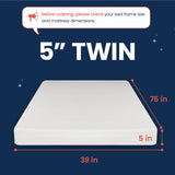 GAESTE 5 Inch Twin Green Tea Cooling Gel Memory Foam Mattress Medium Firm CertiPUR-US Certified Mattress in a Box Comfortable and Supportive No Fiberglass (Twin, 5 in) GAESTE