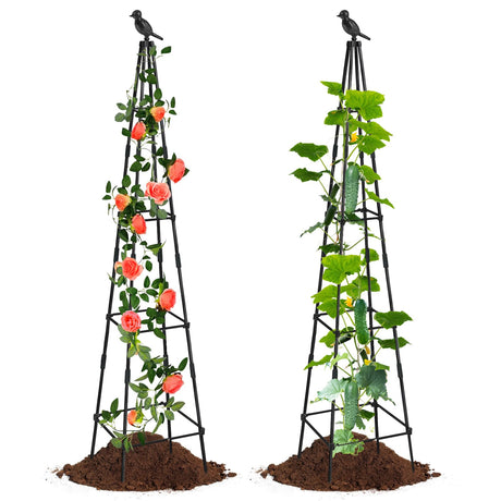 MQHUAYU 2 Pack Garden Obelisk Trellis for Climbing Plants Outdoors, 65 Inch Rustproof Plant Stand Climbing Support with Adjustable Heights for Indoor Potted Plants, Vines, Flowers Stands, Vegetables MQHUAYU