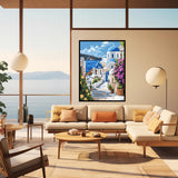 CHWGLFGG 5D Diamond Art Kits for Adults Beginners, Santorini Greece Landscape Diamond Painting Kits, DIY Full Round Drill Paint by Diamonds Dot Gem Art for Adults, Home Wall Decor 12x16 Inch CHWGLFGG