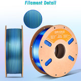 ERYONE Silk Dual Color PLA Filament 3D Printer 1.75mm +/- 0.03mm, Bicolor Filament Two Tone PLA Bundle 2KG Cardboard Spool, Blue Green ERYONE
