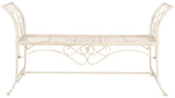 SAFAVIEH PAT5016A Collection Arona Antique White Wrought Iron 51" Outdoor Garden Bench SAFAVIEH