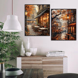 2 Pack Fall Paint by Numbers Kit for Adults Beginner with Framed,Cafe Easy Adult Paint by Number Kits on Canvas DIY Painting for Beginners Art by Numbers for Home Wall Decor 10x12Inch NEGEKFKX