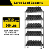 GIOTORENT 5-Wire Garage Shelving Storage Shelves, Kitchen Storage Adjustable Shelf, Metal Shelves 500Lbs Capacity 21" L x 11.8" W x 53.8" H for Laundry Bathroom Pantry Closet, Grey GIOTORENT