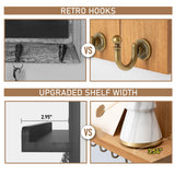 Rebee Vision Decorative Key Holder for Wall Shelf - Farmhouse Wood Wall Hanging Mail Organizer with 7 Sturdy Key Hooks for Home Entryway Decor - Stylish Key racks (Light Brown) Rebee Vision