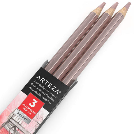 Arteza Professional Watercolor Pencils, Pack of 3, A700 Unicorn Purple, Water-Soluble Pencils for Coloring, Blending, Layering & Watercolor Techniques ARTEZA