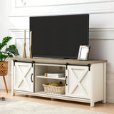GAZHOME Modern Farmhouse TV Stand with Sliding Barn Doors, Media Entertainment Center Table for TVs up to 65”,2-Tier Large Storage Cabinets,Rustic TV Stand for Living Room Bedroom,Antique White GAZHOME