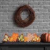 GHOSTMAGIC Lighted Fall Maple Leaves Signs Table Centerpieces Thanksgiving Wooden Block Sign Decorations 3D Wood Autumn Harvest Farmhouse Decor with Led Lights for Home Desk Office Party (Fall Leaves) GHOSTMAGIC
