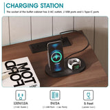 Maupvit TV Stand with Flap&Sliding Doors 47.24" W Television Table Stands with 3 Drawers,LED Lights and Charging Station,Wooden Dresser for Living Room,Hallway,Closet,Entryway,Bedroom,White Maupvit