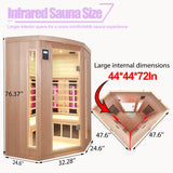 KUNSANA Ceramic Infrared Saunas for Home, 2-3 Person Infrared Sauna, Low EMF Indoor Sauna, Home Sauna, Hemlock Wooden Sauna Room with Bluetooth Speakers, Reading Lamps, Chromotherapy Lights KUNSANA