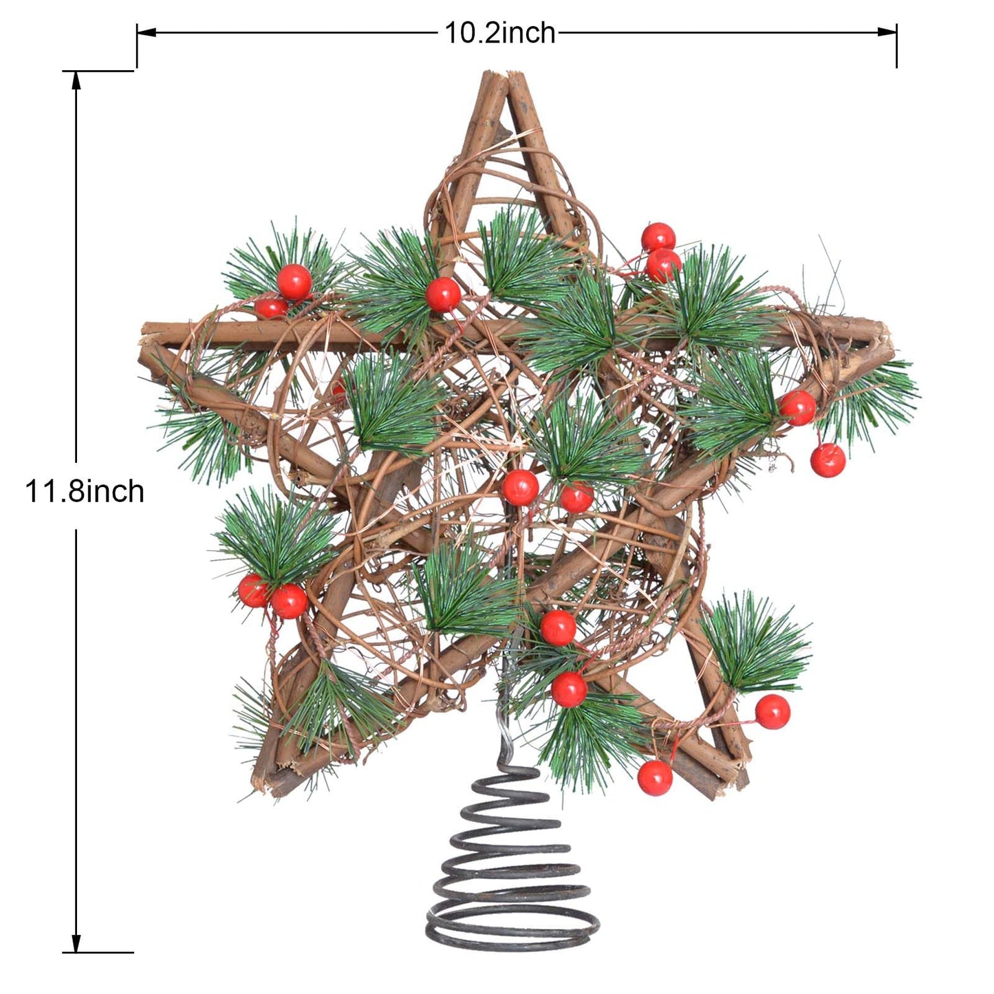 Windpnn Upgraded Star Christmas Tree Topper for Christmas Decorations, Natural Star with Rustic Christmas Ornaments, for Indoor Office Farmhouse Xmas New Year Holiday Tree Decorations (Warm White)