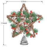 Windpnn Upgraded Star Christmas Tree Topper for Christmas Decorations, Natural Star with Rustic Christmas Ornaments, for Indoor Office Farmhouse Xmas New Year Holiday Tree Decorations (Warm White) Windpnn