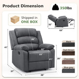 ANJ Fabric Recliner Chair Set of 2, with Overstuffed Arm and Back, Comfy Gray Manual Reclining Chairs for Adults, Living Room Single Sofa Recliners ANJ