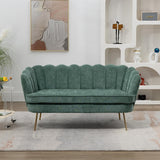 Anwick 59" Small Modern Chenille Loveseat Sofa, 2-Seater Sofa with Gold Metal Legs, Small Couch with Flower Shaped Back for Living Room Bedroom Office(Green) Anwick