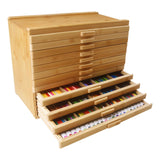Vencer 12-Drawer Bamboo Artist Supply Storage Box - Effortlessly Organize and Store Pencils,Pens,Pastels,Markers,Brushes,and Tools with Adjustable Compartments and Generous Capacity,VAO-020 Vencer
