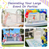 White Bounce House with Slide& Ball Pit for Adults,Commercial PVC 15FT Large Inflatable Bounce House Castle Outdoor with 950W Powerul Blower,Wedding Birthday Party Decorations 15x15x10FT awesmflate
