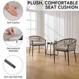 Thinlute Patio Dining Chairs Set of 4, Outdoor Rattan Wicker Chair with Armrest and Cushions, All-Weather Bistro Chairs with Curved Back for Garden, Backyard, Porch, Poolside, Deck, Gray Thinlute