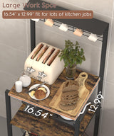 Ansionsol 4 Tier Coffee Bar Station, Corner Bakers Rack with 5 Hooks & Wire Basket, Coffee Maker Stand for Small Space, Kitchen Storage Shelf for Entryway, Living Room, Café, Black, 16.5"x13"x47.8" Ansionsol