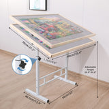 Fanwer Puzzle Table Adjustable, 34 x 26in Adjustable Height Puzzle Table with Legs, Portable Puzzle Tables for Adults Folding Jigsaw Puzzle Table, Tilting Puzzle Board Fit for 500-1500 Pieces Fanwer