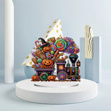 NQRSBUI DIY Halloween Tabletop Diamond Art Painting Kit, Special Shaped Diamond Painting Desktop Ornament, Double Sided Diamond Art Desktop Kits for Home Office Decor (Halloween Train) NQRSBUI