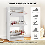 VEVOR Shoe Cabinet with 3 Flip Drawers, Shoe Storage Cabinet for Entryway, Free Standing Shoe Storage Organizer with Side Hooks for Heels, Boots, Slippers in Hallway, Living Room VEVOR