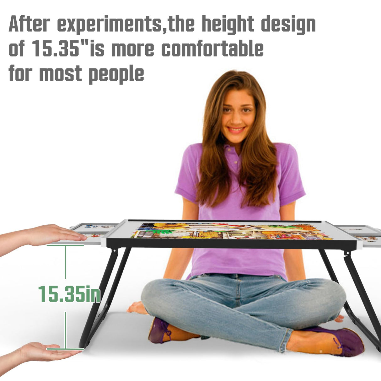 Puzzle Table 1500pcs,Jigsaw Puzzle Table Metal,Puzzle Table with Drawers,Puzzle Board with Legs,Grey and Black Color,Puzzle Tables for Adults with Drawers,Jigsaw Puzzle Board with Drawers Doerpuz