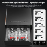 EAMIRUO Gun Safe for Handgun - Biometric Gun Safe for 2-4 Pistols Quick Access Handgun Safe with Fingerprint/Keypad/Key/App Control, Pistol Safe for Nightstand Bedside (Black) EAMIRUO