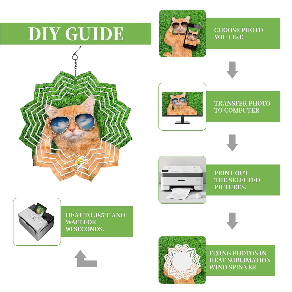 Encooldesty 2 pcs 8 inch Sublimation Wind Spinner Blank,Hanging Wind Spinners Sublimation Blanks,Aluminum Metal Wind Sculptures,Indoor Outdoor Garden Decoration Encooldesty