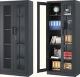 SISESOL Metal Storage Cabinet with Lock and Glass Doors,Glass Display Cabinet,67" Tall Black Storage Cabinets,Locking Curio Cabinets with 5 Shelves for Collectibles,Home,Office,Living Room SISESOL