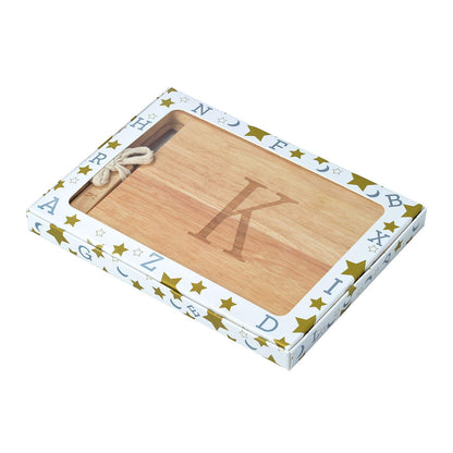 Monogram Oak Wood Cheese Board With Spreader, K-Initial (K) - WoodArtSupply