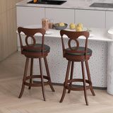 COSTWAY Bar Stools Set of 2, 30 Inch Swivel Bar Height Chairs with Ergonomic Back & Footrest, Vintage Wooden Barstool Set for Kitchen Island, Pub, COSTWAY