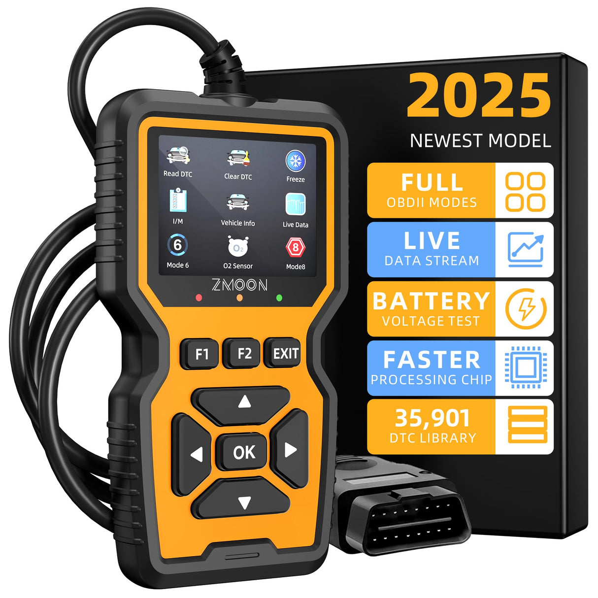 ZMOON ZM201 Professional OBD2 Scanner Diagnostic Tool, Enhanced Check Engine Code Reader with Reset OBDII/EOBD Car Diagnostic Scan Tools for All Vehicles After 1996, 2025 Upgraded Zmoon