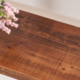 HSH Distressed Brown Solid Wood 6-Tier Industrial Bookcase with Sturdy Metal Frame HSH